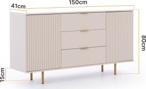 Ravio Komoda Nubia K2D3SZ z trzema szufladami i metalowymi nóżkami 4