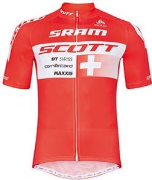 Odlo Koszulka Stand-up Collar s/s Full Zip SCOTT SRAM Czerwony r. XL (491652/SCH17/XL) 1