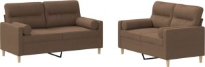 vidaXL 2-cz. komplet wypoczynkowy z poduszkami, brązowy, tkanina 2