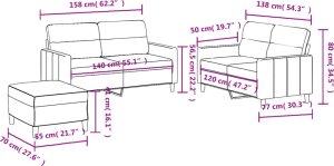vidaXL 3-częściowy komplet wypoczynkowy z poduszkami, czarna, tkanina 8