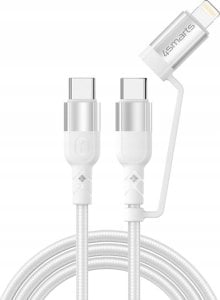 Kabel USB 4smarts 4smarts USB-C/C/ Lightning Kabel ComboCord CL 1.5m textil weiß 1