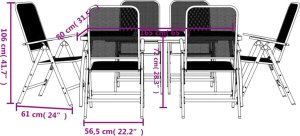 vidaXL 7-cz. zestaw mebli ogrodowych, antracytowy, metalowa siatka 10