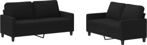 vidaXL 2-częściowy komplet wypoczynkowy, obity tkaniną, czarna 2