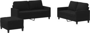 vidaXL 3-częściowy komplet wypoczynkowy z poduszkami, czarna, tkanina 2