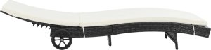 vidaXL Leżaki z kółkami i poduszkami, 2 szt., polirattan, czarne 3