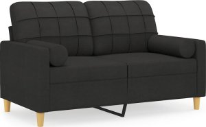 vidaXL 2-osobowa sofa z poduszkami, czarna, 120 cm, tkanina 2