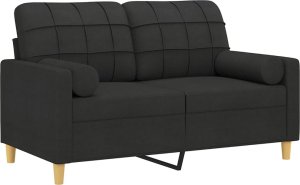 vidaXL 2-osobowa sofa z poduszkami, czarna, 120 cm, tkanina 3