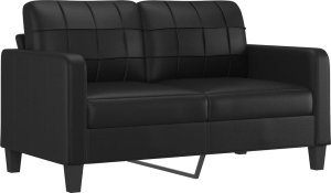 vidaXL 2-osobowa sofa z poduszkami, czarna, 140 cm, sztuczna skóra 4