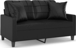 vidaXL 2-osobowa sofa z poduszkami, czarna, 120 cm, sztuczna skóra 2