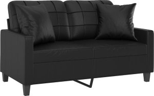 vidaXL 2-osobowa sofa z poduszkami, czarna, 120 cm, sztuczna skóra 3
