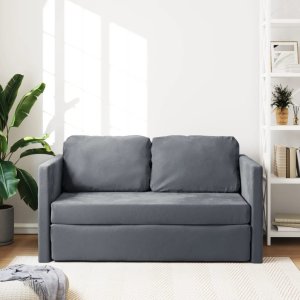 vidaXL Sofa podłogowa 2-w-1, ciemnoszara, 122x204x55 cm, aksamit 3