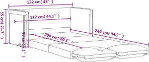 vidaXL Sofa podłogowa 2-w-1, czarna, 122x204x55 cm, aksamit 11