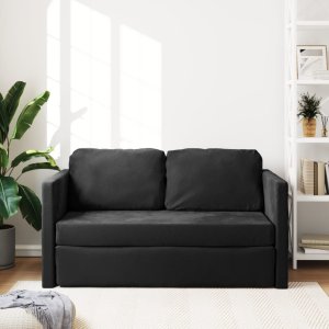 vidaXL Sofa podłogowa 2-w-1, czarna, 122x204x55 cm, aksamit 3