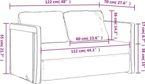 vidaXL Sofa podłogowa 2-w-1, czarna, 122x204x55 cm, aksamit 10