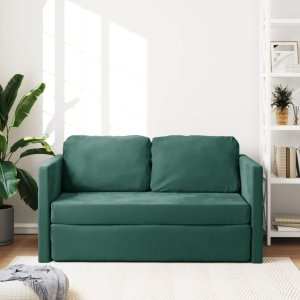 vidaXL Sofa podłogowa 2-w-1, ciemnozielona, 122x204x55 cm, aksamit 3