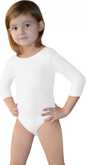 Gwinner Body dziewczęce BODYSUIT GIRLS ¾ SLEEVE LEOTARD BIAŁE (134) 1