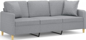 vidaXL 3-osobowa sofa z poduszkami, jasnoszara, 180 cm, tkanina 2