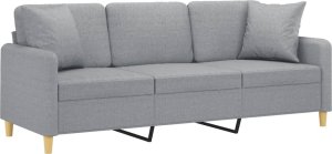 vidaXL 3-osobowa sofa z poduszkami, jasnoszara, 180 cm, tkanina 3