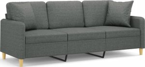 vidaXL 3-osobowa sofa z poduszkami, ciemnoszara, 180 cm, tkanina 2