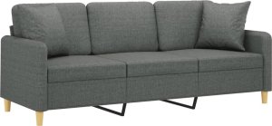 vidaXL 3-osobowa sofa z poduszkami, ciemnoszara, 180 cm, tkanina 3