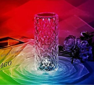 Lampa stołowa Tech-Led Kryształowa lampa róża LED kolorowa zmienia kolory pod wpływem dotyku Kryształowa lampa róża LED kolorowa zmienia kolory pod wpływem dotyku 3