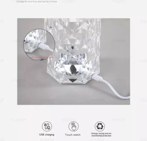 Lampa stołowa Tech-Led Kryształowa lampa róża LED kolorowa zmienia kolory pod wpływem dotyku Kryształowa lampa róża LED kolorowa zmienia kolory pod wpływem dotyku 7