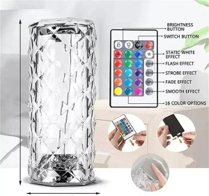 Lampa stołowa Tech-Led Kryształowa lampa róża LED kolorowa zmienia kolory pod wpływem dotyku Kryształowa lampa róża LED kolorowa zmienia kolory pod wpływem dotyku 9