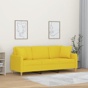 vidaXL 3-osobowa sofa wypoczynkowa z poduszkami, jasnożółta, 180 cm 1