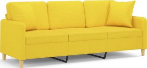 vidaXL 3-osobowa sofa wypoczynkowa z poduszkami, jasnożółta, 180 cm 2