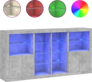 vidaXL Szafka z oświetleniem LED, szarość betonu, 202x37x100 cm 2