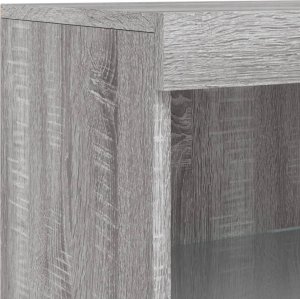 vidaXL Szafka z oświetleniem LED, szary dąb sonoma, 202x37x100 cm 11