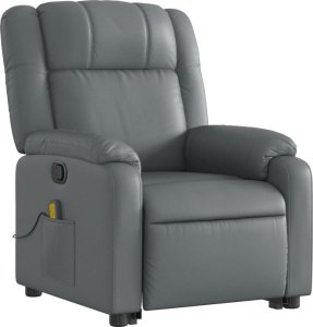 vidaXL Podnoszony fotel masujący, rozkładany, szary, ekoskóra 4