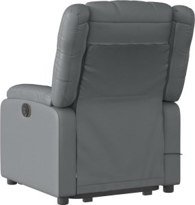 vidaXL Podnoszony fotel masujący, rozkładany, szary, ekoskóra 5