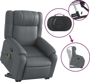 vidaXL Podnoszony fotel masujący, rozkładany, szary, ekoskóra 6