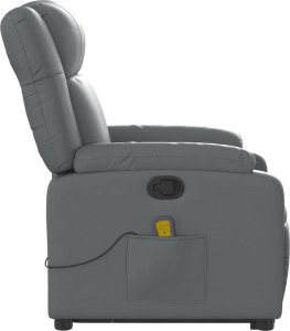 vidaXL Podnoszony fotel masujący, rozkładany, szary, ekoskóra 10