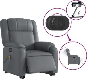 vidaXL Rozkładany fotel pionizujący z masażem, elektryczny, szary 6