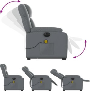 vidaXL Rozkładany fotel pionizujący z masażem, elektryczny, szary 7