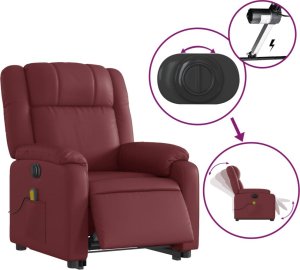vidaXL Rozkładany fotel pionizujący z masażem, elektryczny, bordowy 6