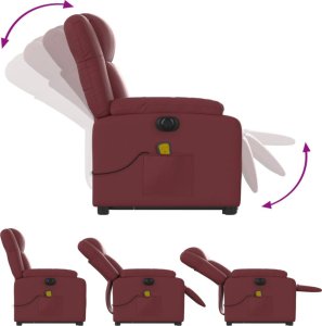 vidaXL Rozkładany fotel pionizujący z masażem, elektryczny, bordowy 7