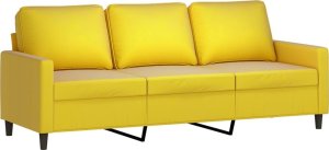 vidaXL 3-osobowa sofa z podnóżkiem, żółta, 180 cm, aksamit 4