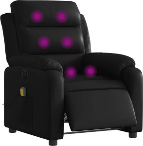 vidaXL Rozkładany fotel masujący, elektryczny, czarny, sztuczna skóra 3