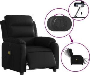 vidaXL Rozkładany fotel masujący, elektryczny, czarny, sztuczna skóra 6