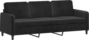 vidaXL 3-osobowa sofa z podnóżkiem, czarna, 180 cm, aksamit 4