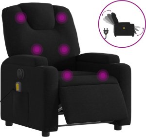 vidaXL Rozkładany fotel masujący, elektryczny, czarny, tkanina 2