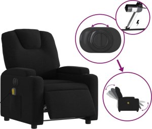 vidaXL Rozkładany fotel masujący, elektryczny, czarny, tkanina 6