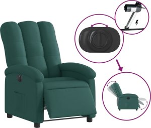 vidaXL Elektryczny fotel rozkładany, ciemnozielony, obity tkaniną 6