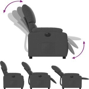 vidaXL Elektryczny fotel rozkładany, ciemnoszary, obity tkaniną 7