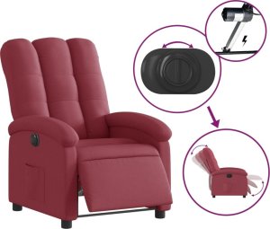 vidaXL Elektryczny fotel rozkładany, winna czerwień, obity tkaniną 6