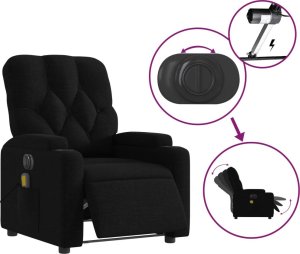 vidaXL Rozkładany fotel masujący, elektryczny, czarny, tkanina 6