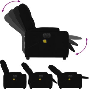 vidaXL Rozkładany fotel masujący, elektryczny, czarny, tkanina 7